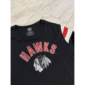 ‘47 Brand Mens NHL Chicago Blackhawks Logo Graphic Long Sleeve T Shirt Black XXL